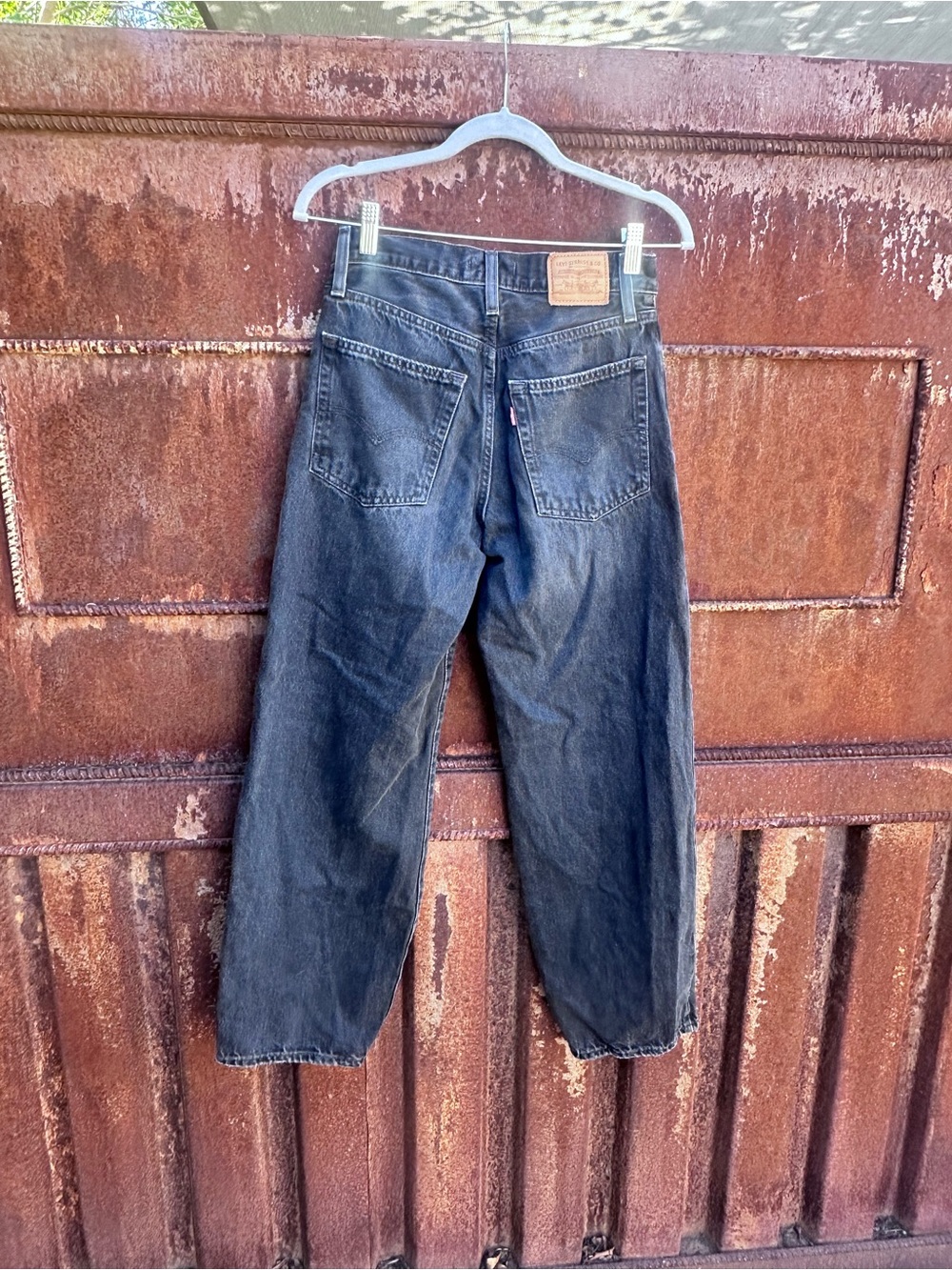 Levi’s Premium Baggy Dad Straight Leg Distressed Black Jeans 24